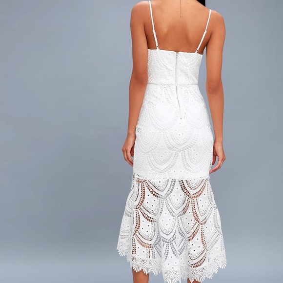 white lace eyelet dress